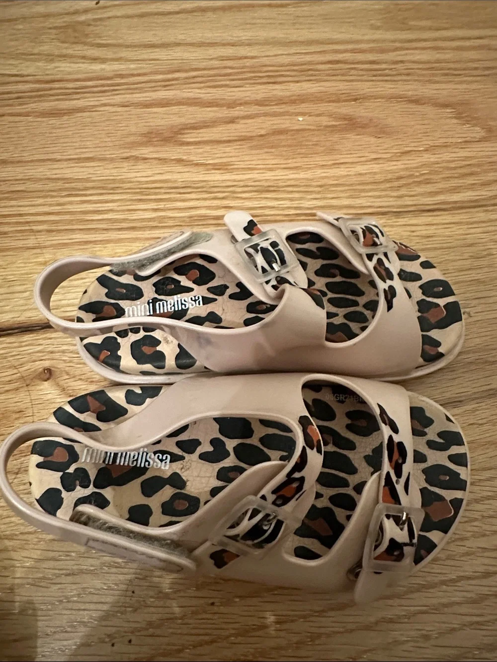 Mini Melissa Girls Beige Sandals with Leopard-Print Insole